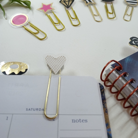 Gold Sticker Paper Clips, Woman Bookmark Paper Clips, Planner Accessory, Station - Picture 2 of 4
